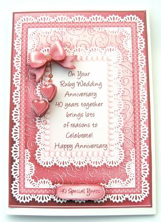 A5 Ruby Wedding Greeting Lace and Pearls Kit 3D Decoupage by Margaret Scott