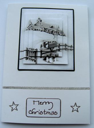 Xmas Snowtime Black White by Margaret Scott