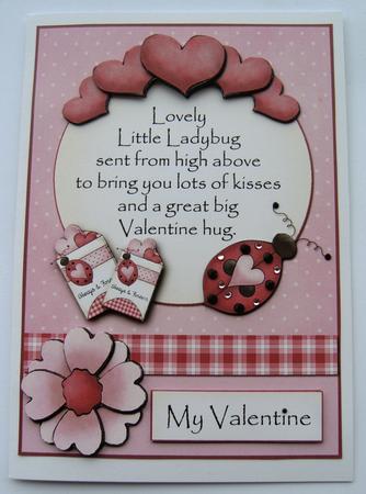 Ladybug Valentine Hug Decoupage Quick Card Front by Margaret Scott