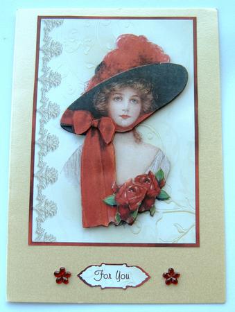 My Lady in Red - Card Front with Optional Eazicut by Margaret Scott