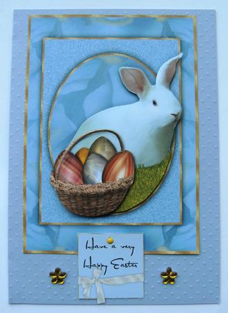 Bunny and Basket Easter Card by Margaret Scott