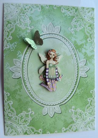 Butterfly Lace Card Front (green) by Margaret Scott