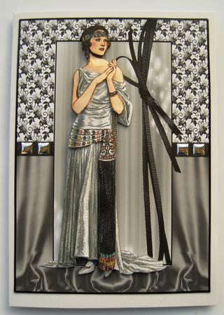 Art Deco Lady on Black and White by Margaret Scott