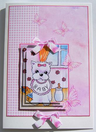 Baby Westie Step by Step Decoupage Card by Margaret Scott