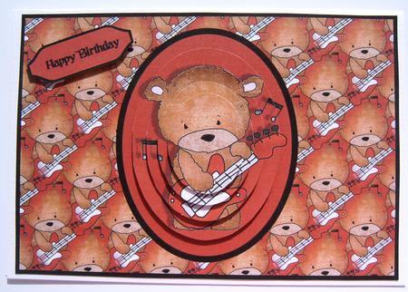 Rock Bear Card Front with Pyramage by Margaret Scott