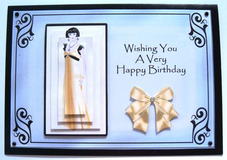 Gold Deco Lady - Happy Birthday by Margaret Scott