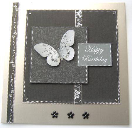 Black and White Elegance - Happy Birthday - Quick Card by Margaret Scott