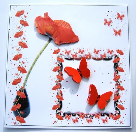 Poppy & Butterfly Wishes 8x8 Inch Topper by Margaret Scott