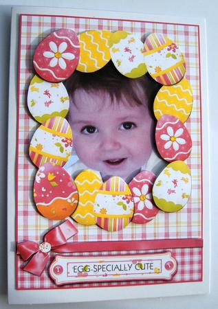 Egg-specially Cute Photo Card Front with Decoupage by Margaret Scott