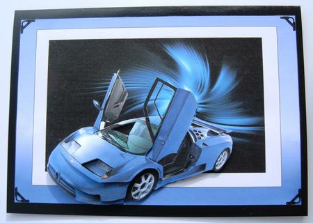 Bugatti Sport Car Decoupage by Margaret Scott