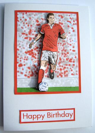 Footballer with Red Shirt - Decoupage by Margaret Scott