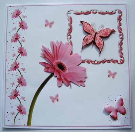 Pink Gerbera & Butterfly Wishes 8x8 Inch Topper by Margaret Scott