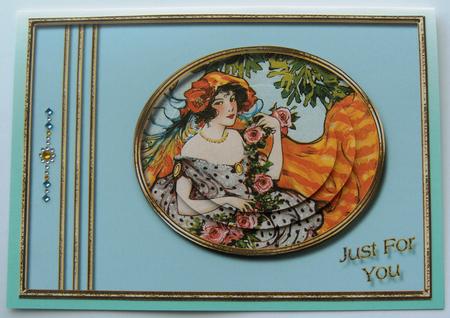 Vintage Lady with Roses by Margaret Scott