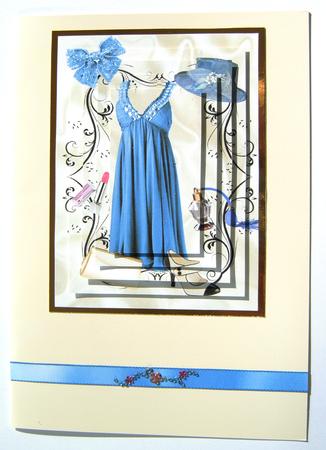 Pretty in Blue Dress with Hat, Pyramids by Margaret Scott