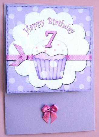 7th Birthday Cupcake Felties Wavy Corner Side Stacker by Margaret Scott