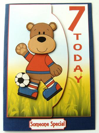 7 Today Footy Bear Envelope Card by Margaret Scott