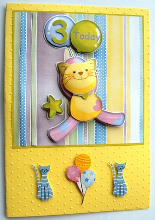 Cute Kitty Toddler Birthday Card Front by Margaret Scott