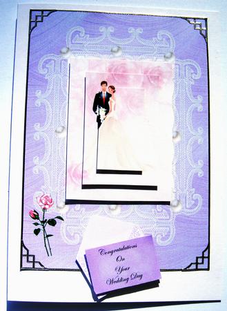 Bride and Groom Wedding Card by Margaret Scott