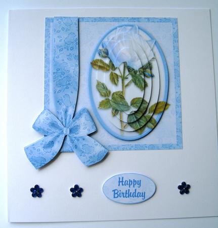 White Rose Daydream - Decoupage Card by Margaret Scott