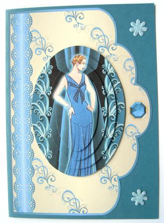 Swirls and Curls Scallop Card Fronts - Turquoise and Aqua by Margaret Scott