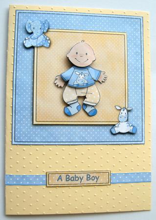 Baby Boy with His Animal Friends 6x6 Card Front with Decoup by Margaret Scott