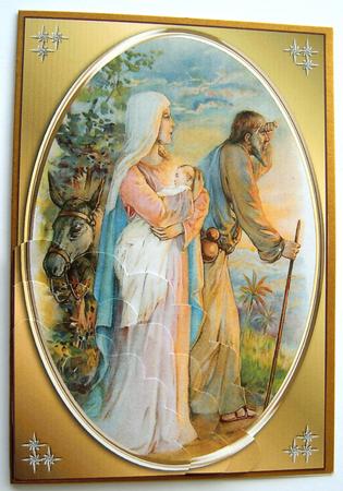 Mary Joseph and Baby Jesus Wavey Edge Corner Stacker by Margaret Scott