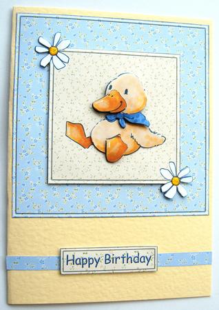 Sitting Duck 6x6 Square Card Front with Decoupage by Margaret Scott