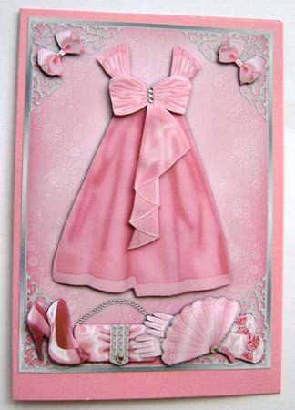 Beautiful Pink Gown - Decoupage Card by Margaret Scott