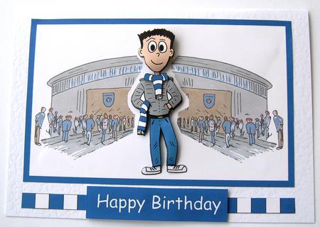 Football Fan (blue) - Decoupage by Margaret Scott