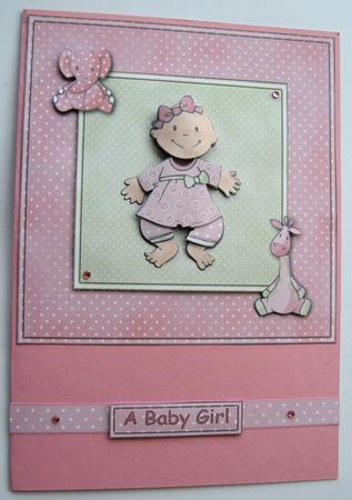 Baby Girl with Her Elephant and Giraffe 6x6 Square Card by Margaret Scott