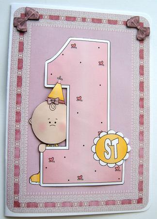 Baby Girl First Birthday with Decoupage by Margaret Scott