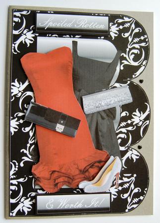 Spoiled Rotten Triple Scallop Edge Card Front with Decoupage by Margaret Scott