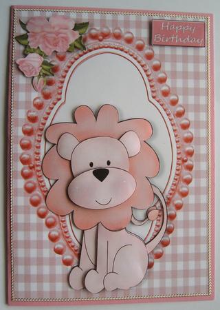 Little Lion in Bead Frame by Margaret Scott
