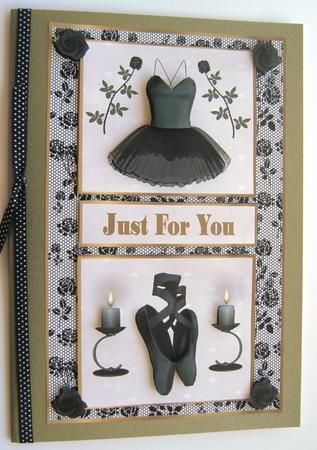 Black Ballet Dress Card Front by Margaret Scott