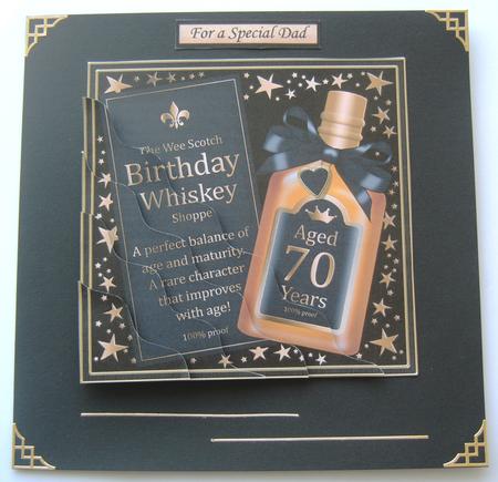 70th Birthday Whisky Wavy Corner Side Stacker Topper by Margaret Scott
