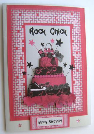 Rock Chick Black & Hot Pink Cake - Teenager, Emo, Birthday by Margaret Scott