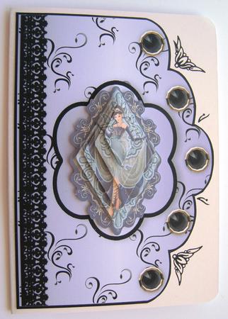 Scallop Swirls 'n Lace Card Fronts - Turquoise and Lilac by Margaret Scott