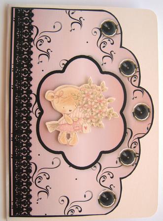 Scallop Swirls 'n Lace Card Fronts - Blue and Peach by Margaret Scott
