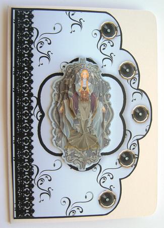 Scallop Swirls 'n Lace Card Fronts - Pale Aqua and Lemon by Margaret Scott