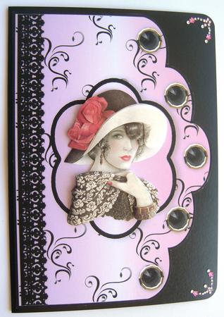 Scallop Swirls 'n Lace Card Fronts - Salmon and Pink by Margaret Scott