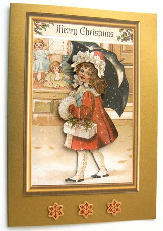 Christmas Girl in Red Vintage Decoupage Topper by Margaret Scott