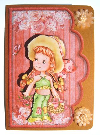 Pretty Girls Picnic Scallope Edge Curve Card by Margaret Scott