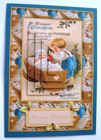 Christmas Kids Traditional Christmas Card Front Kit by Margaret Scott