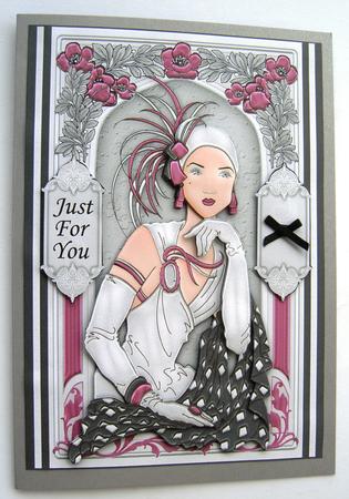 Art Deco Lady in Arch, Silver Decoupage by Margaret Scott