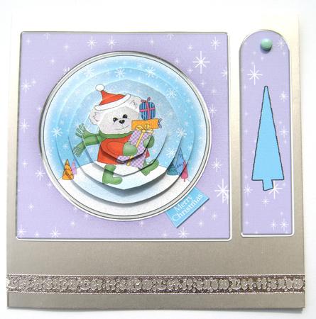 Xmas Teddy Quick Card with Pyramage by Margaret Scott