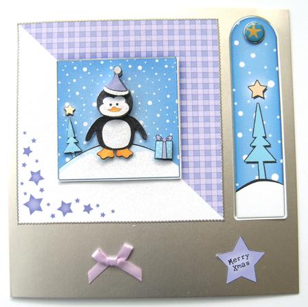 Cheeky Xmas Penguin Quick Card with 3D Decoupage by Margaret Scott
