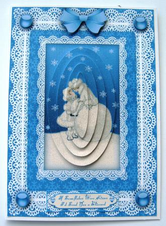Snow Lovers 'n Lace A5 Pyramid Card Front by Margaret Scott