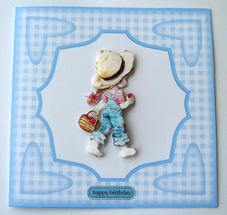 Gingham Square Frames with Shaped Aperture - Set 2 by Margaret Scott