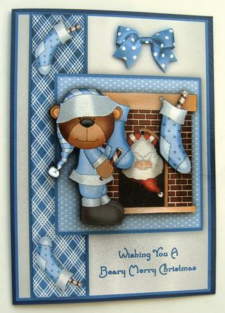 A Beary Merry Christmas Card Front with Step by Step by Margaret Scott