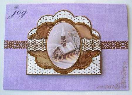 Church Lights on Plum Anglaise Scallop Bottom Stacker by Margaret Scott